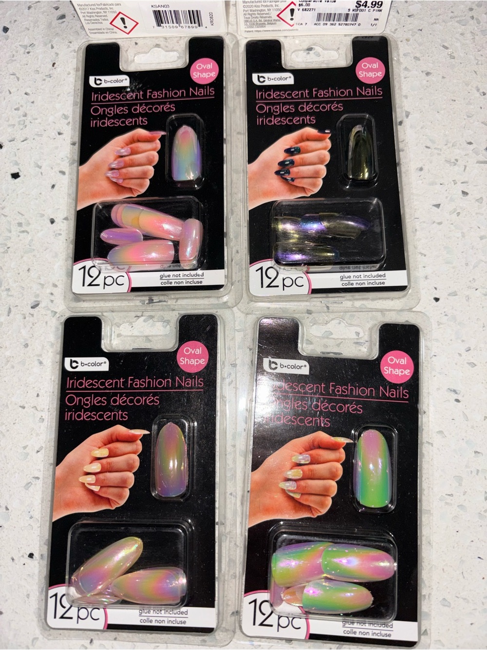Kiss Gel & Acrylic Press-On Nail Assortment in Pink, Mauve & Iridescent Green - Picture 2 of 3